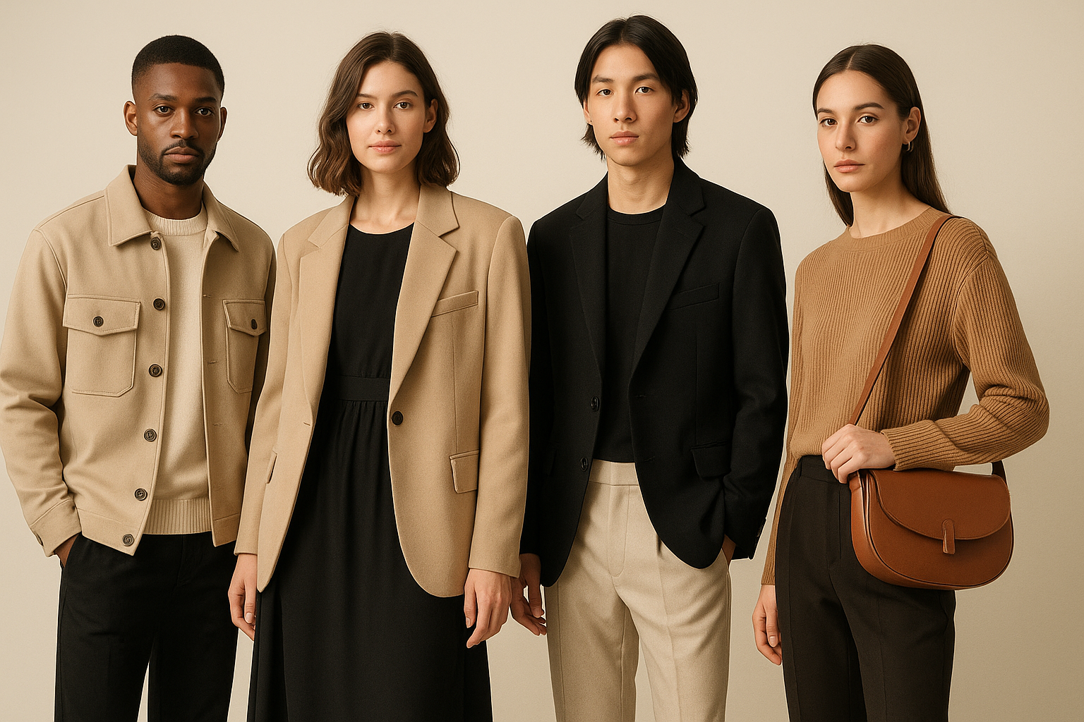 Images suitable for a website front page for selling clothes.